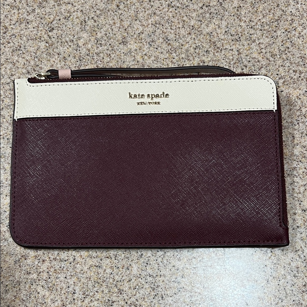Kate Spade Maroon and Cream Pouch